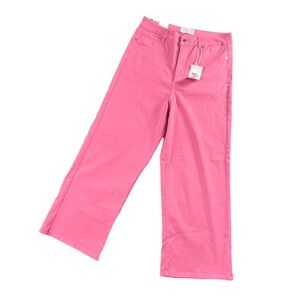 Statement Pink Wide Leg Crop Pants Size L High Rise Y2K Trend NWT